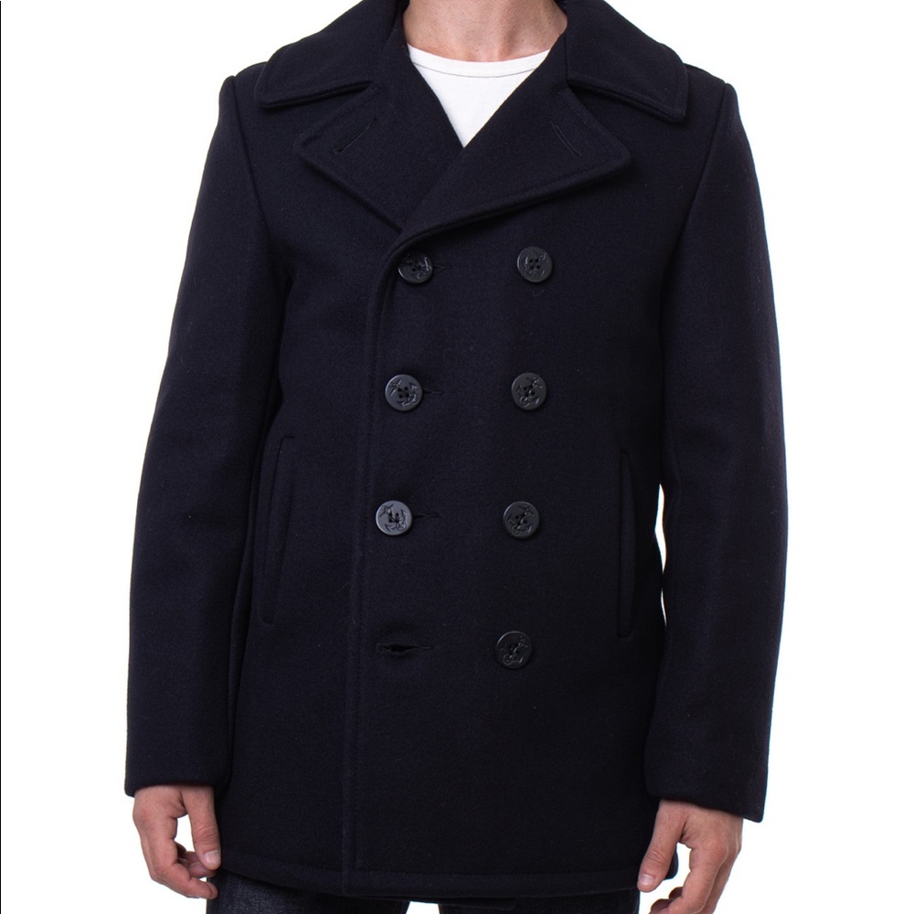 Schott NYC Men’s Pea Coat (Black - Style 740)